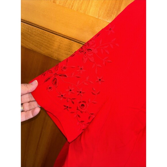 Escada Two Piece Skirt Suit Set Short Sleeve Blazer Women 40 42 M Red Wool Zip - Picture 4 of 16